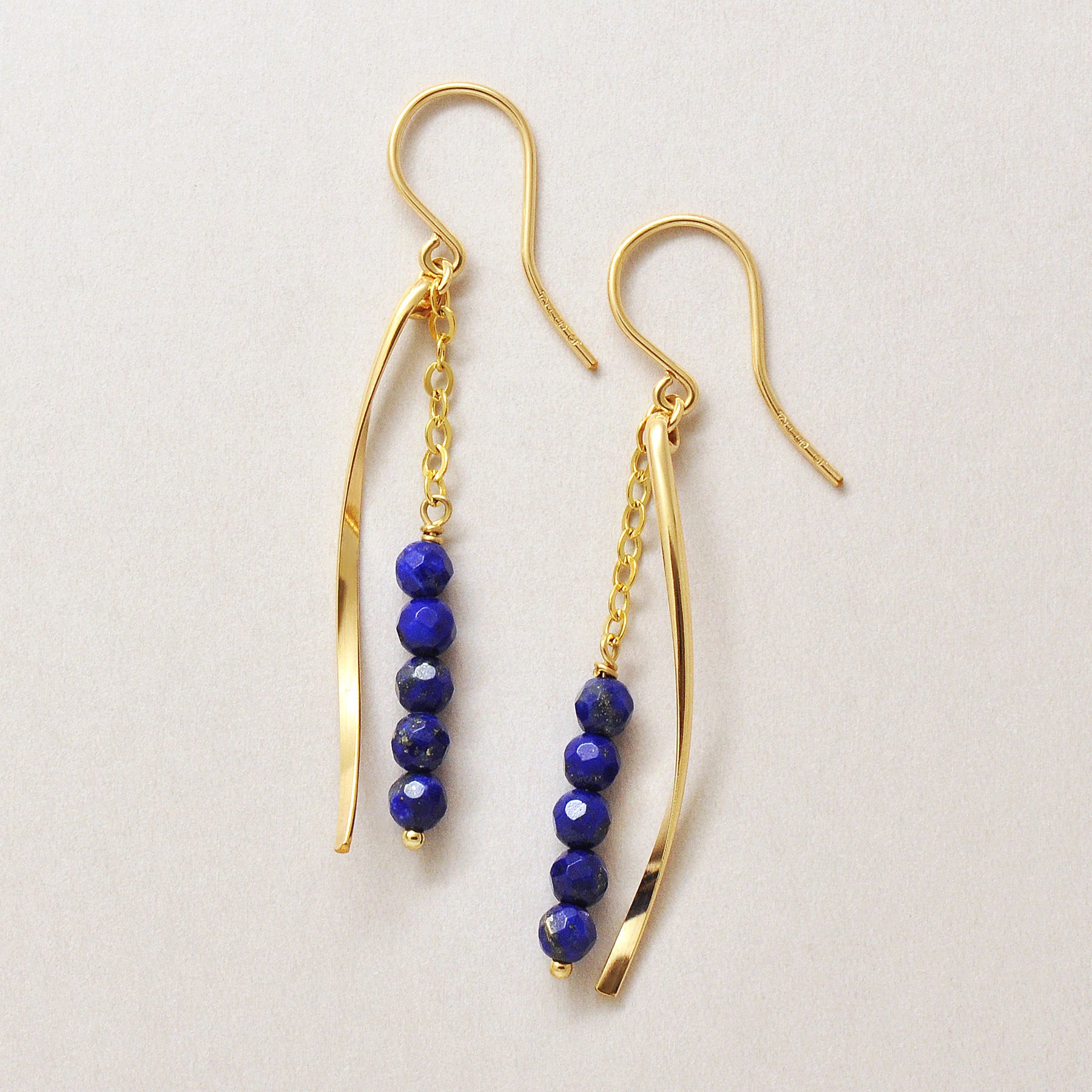 Gold Filled Lapis Lazuli Dangle Earrings - Product Image