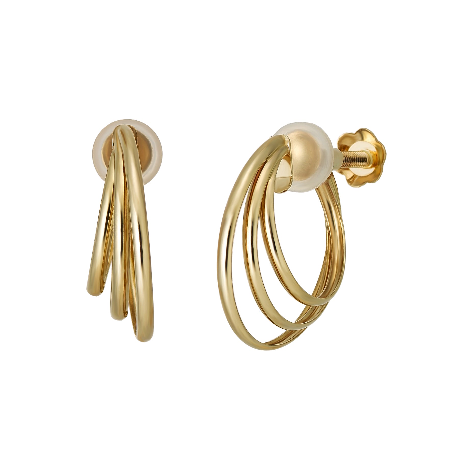 10K Triple Hoop Clip-On Earrings (Yellow Gold) - Product Image