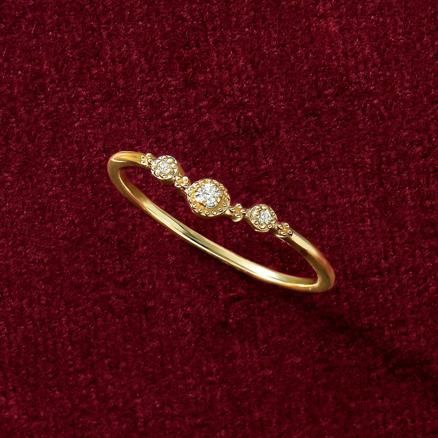 10K Diamond V-shaped Ring [Blessing] (Yellow Gold) - Product Image