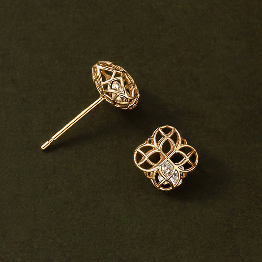 [Pannier] 18K/10K Lily Stud Earrings (Yellow Gold) - Product Image