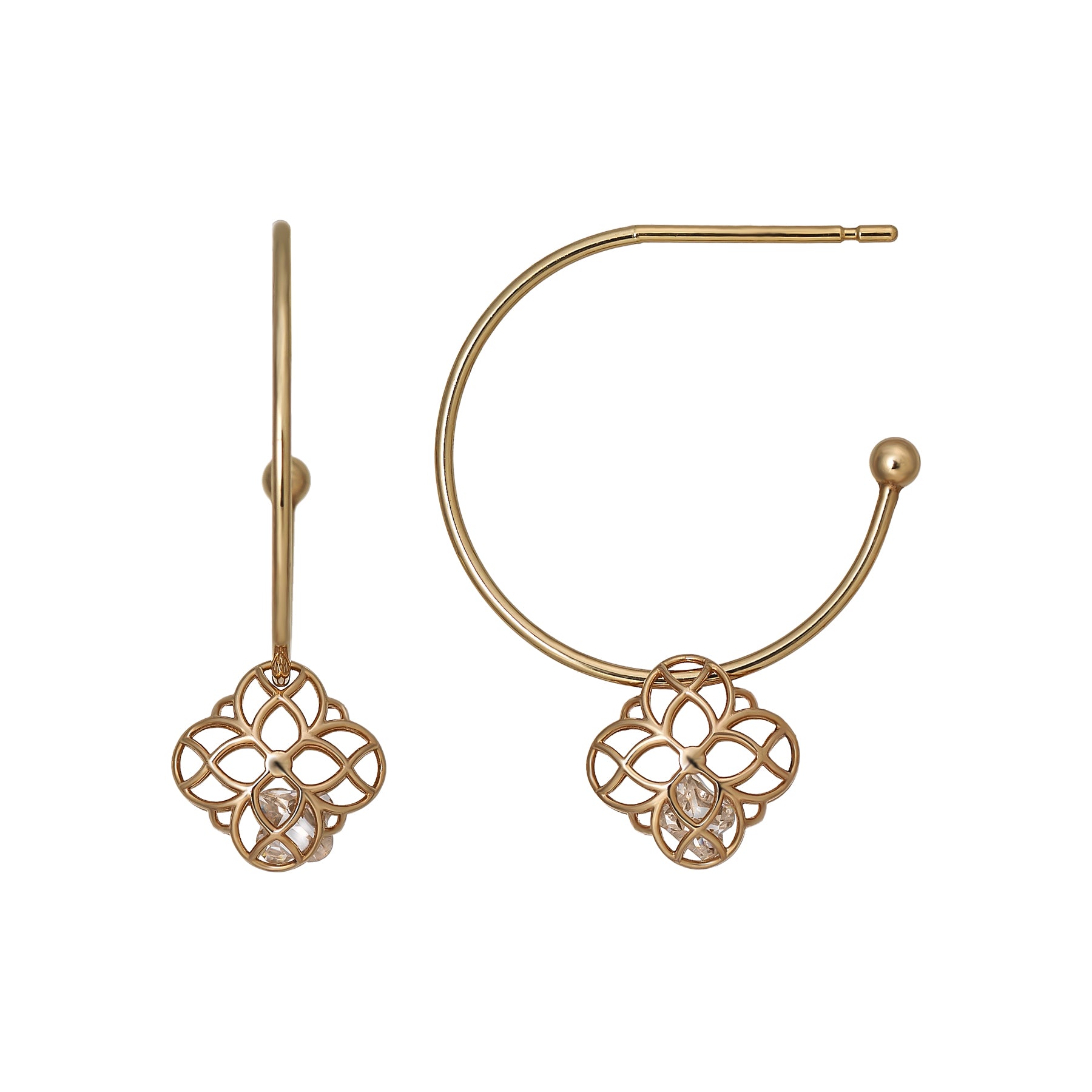 [Pannier] 18K/10K Lily Crescent Earrings (Yellow Gold) - Product Image