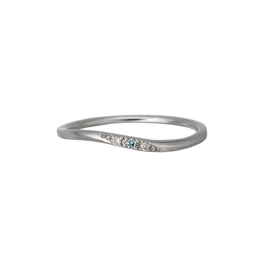 10K Ice Blue Diamond Wave 3-Stone Ring (White Gold) - Product Image