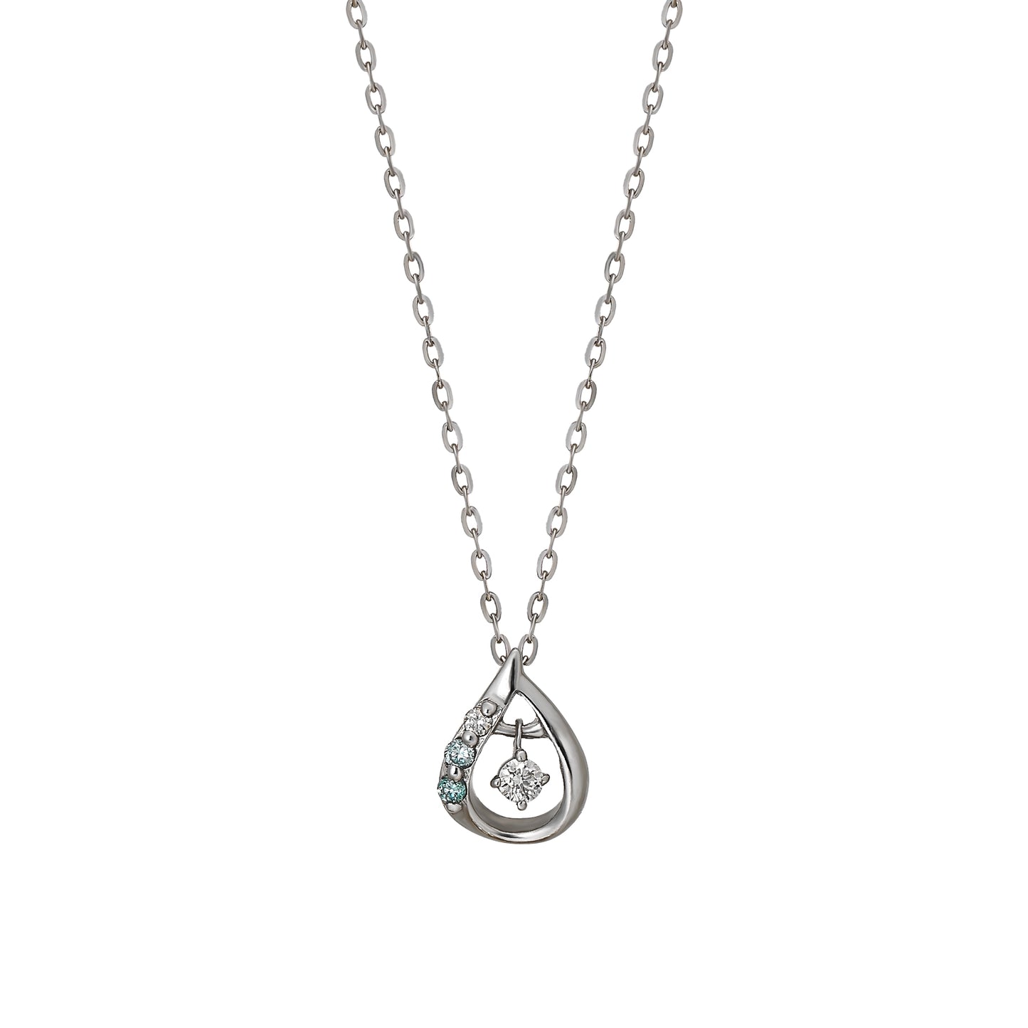 10K Gradation Diamond Dew Drop Necklace (White Gold) - Product Image