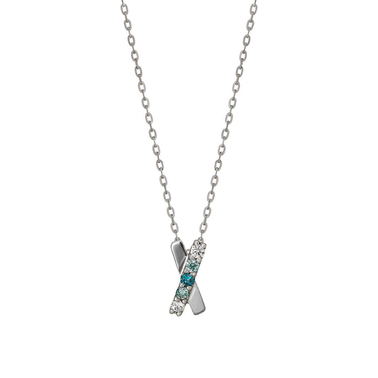 10K Gradation Diamond Cross Necklace (White Gold) - Product Image