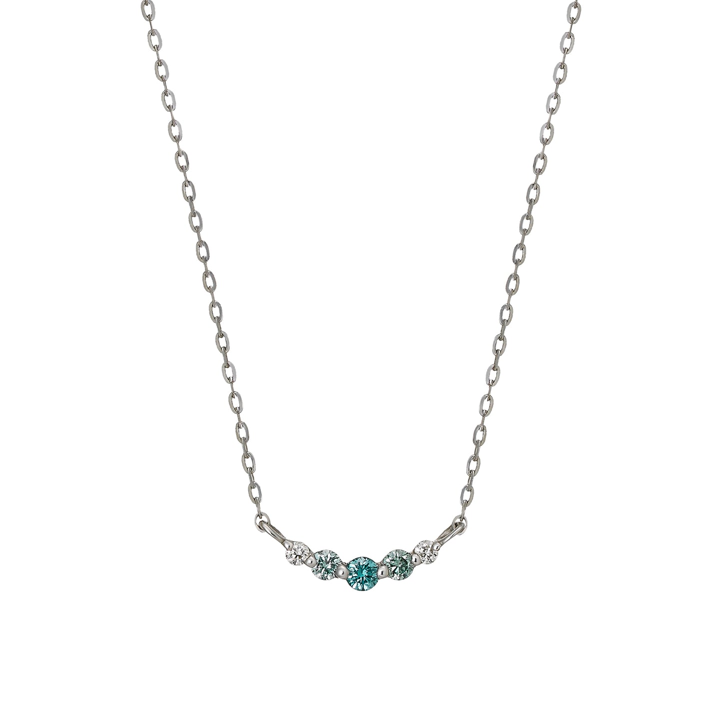 10K Gradation Diamond Arch Necklace (White Gold) - Product Image