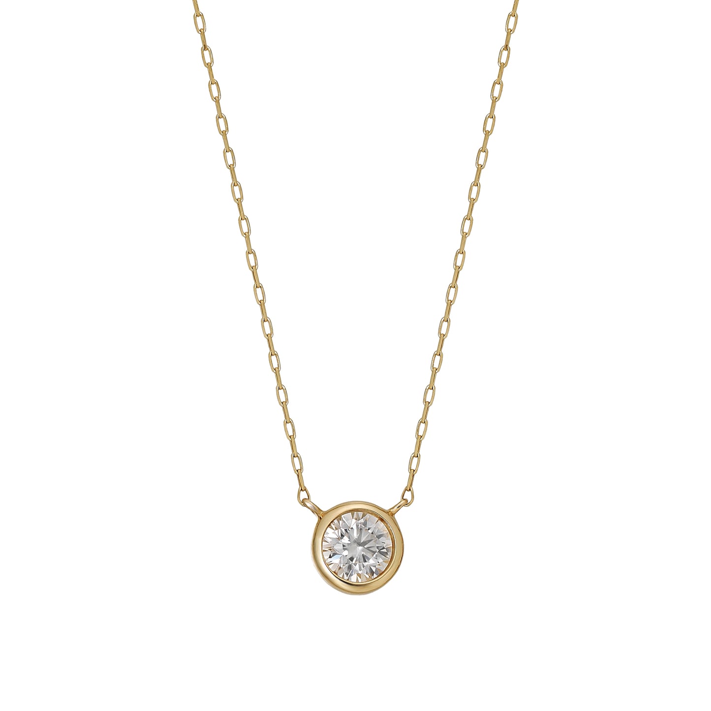 10K Moissanite Solitaire Necklace (Yellow Gold) - Product Image