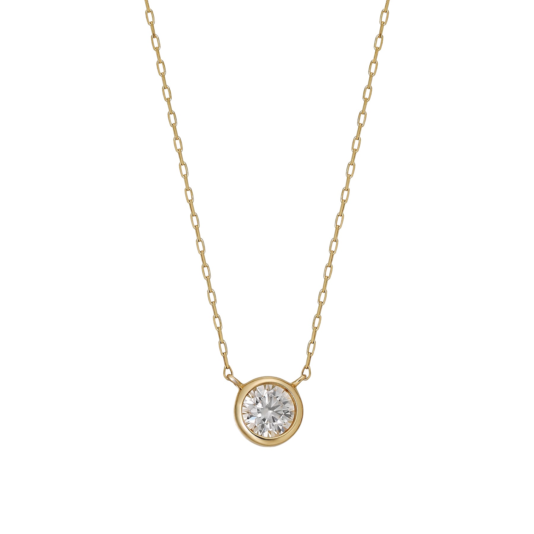 10K Moissanite Solitaire Necklace (Yellow Gold) - Product Image