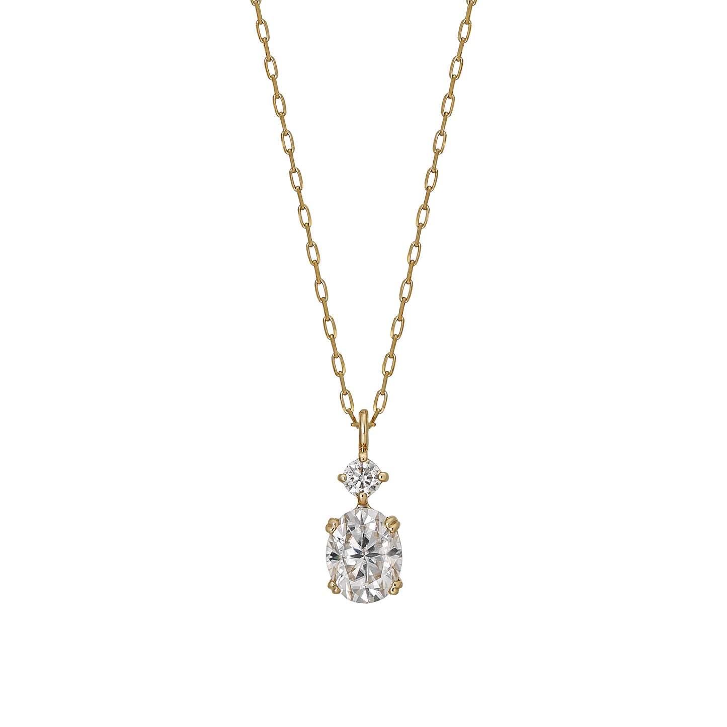 10K Moissanite Oval Necklace (Yellow Gold) - Product Image