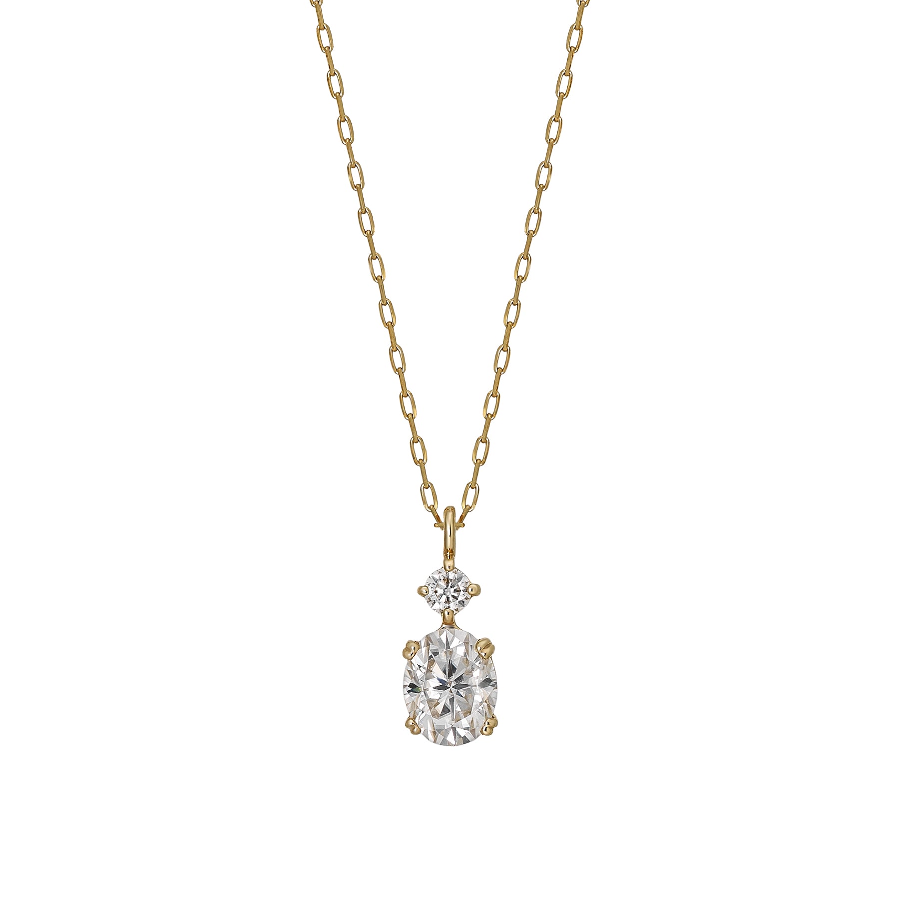 10K Moissanite Oval Necklace (Yellow Gold) - Product Image