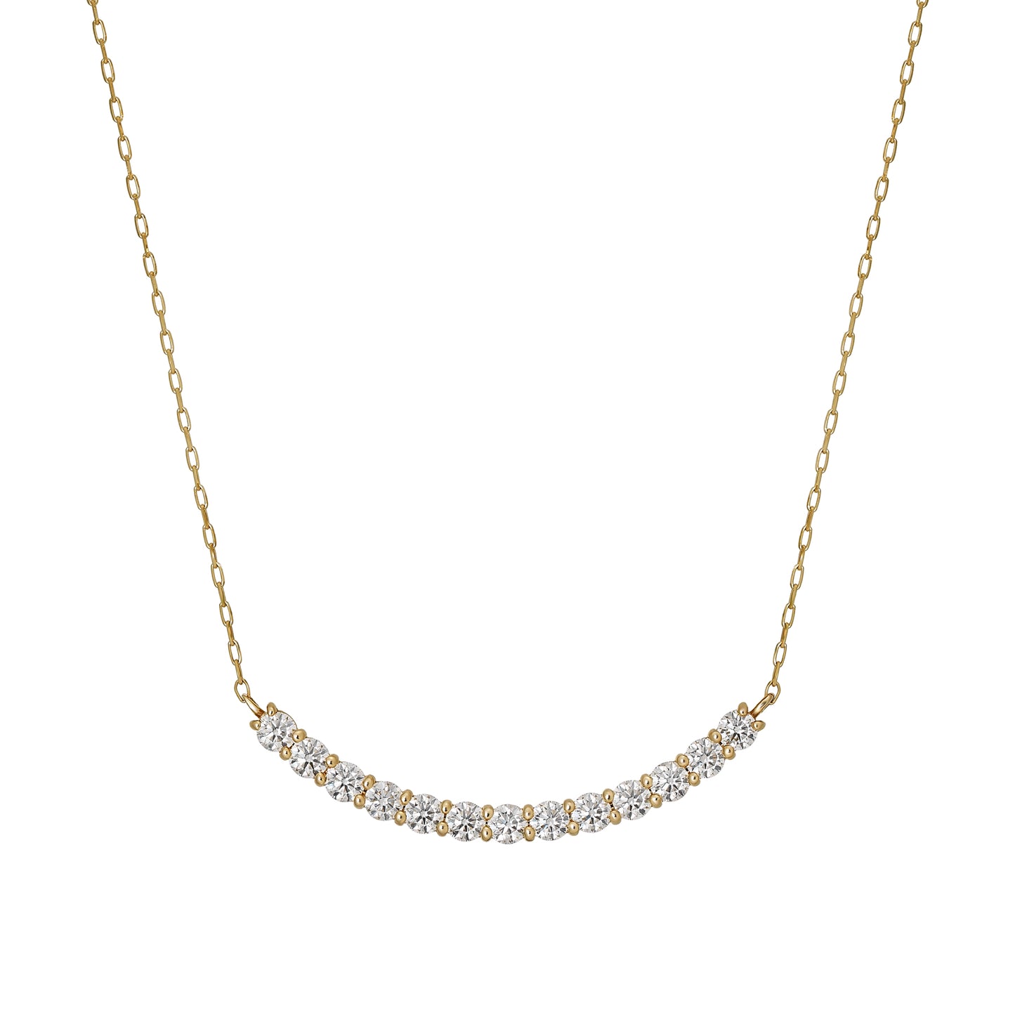 10K Moissanite Melee Decollete Line Necklace (Yellow Gold) - Product Image