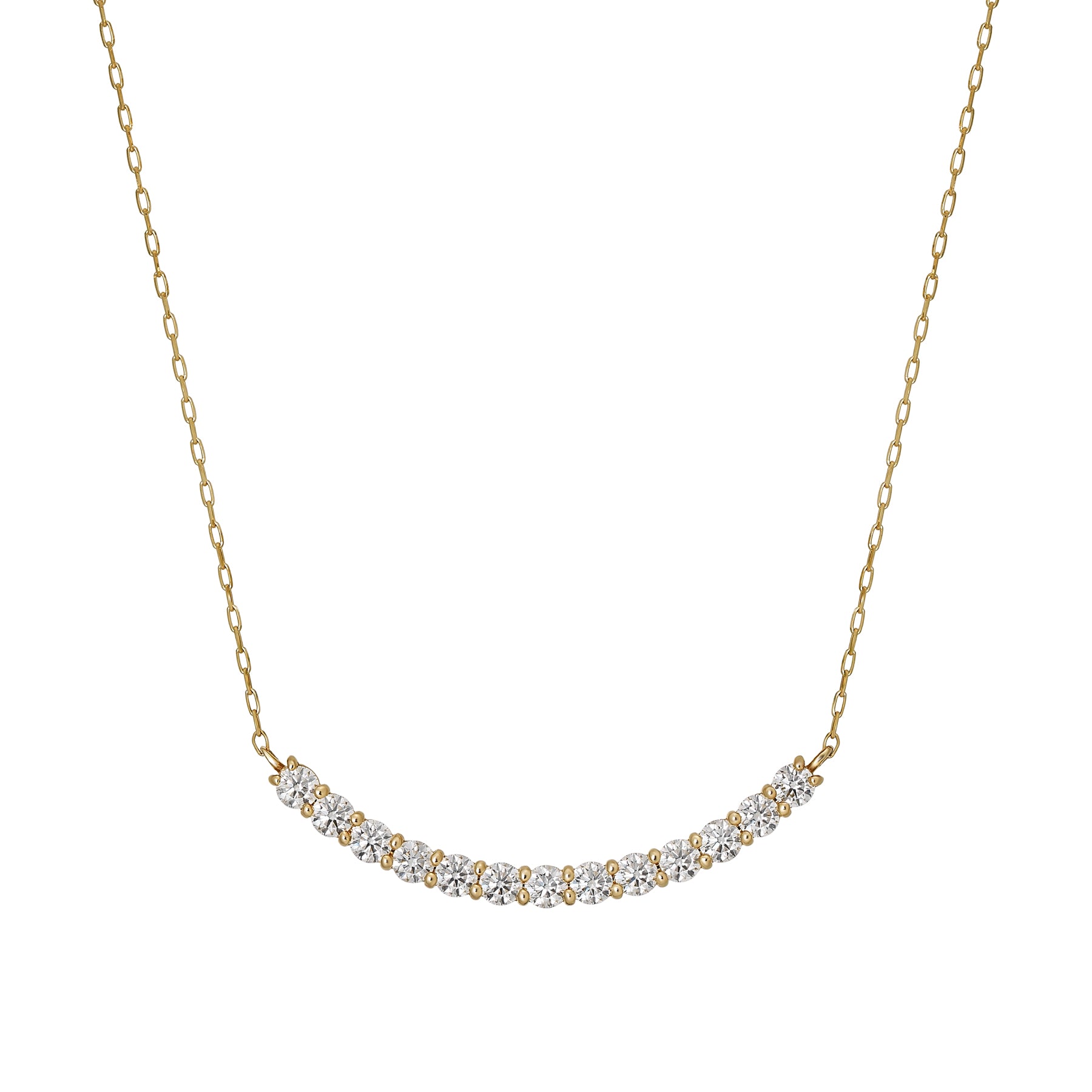 10K Moissanite Melee Decollete Line Necklace (Yellow Gold) - Product Image