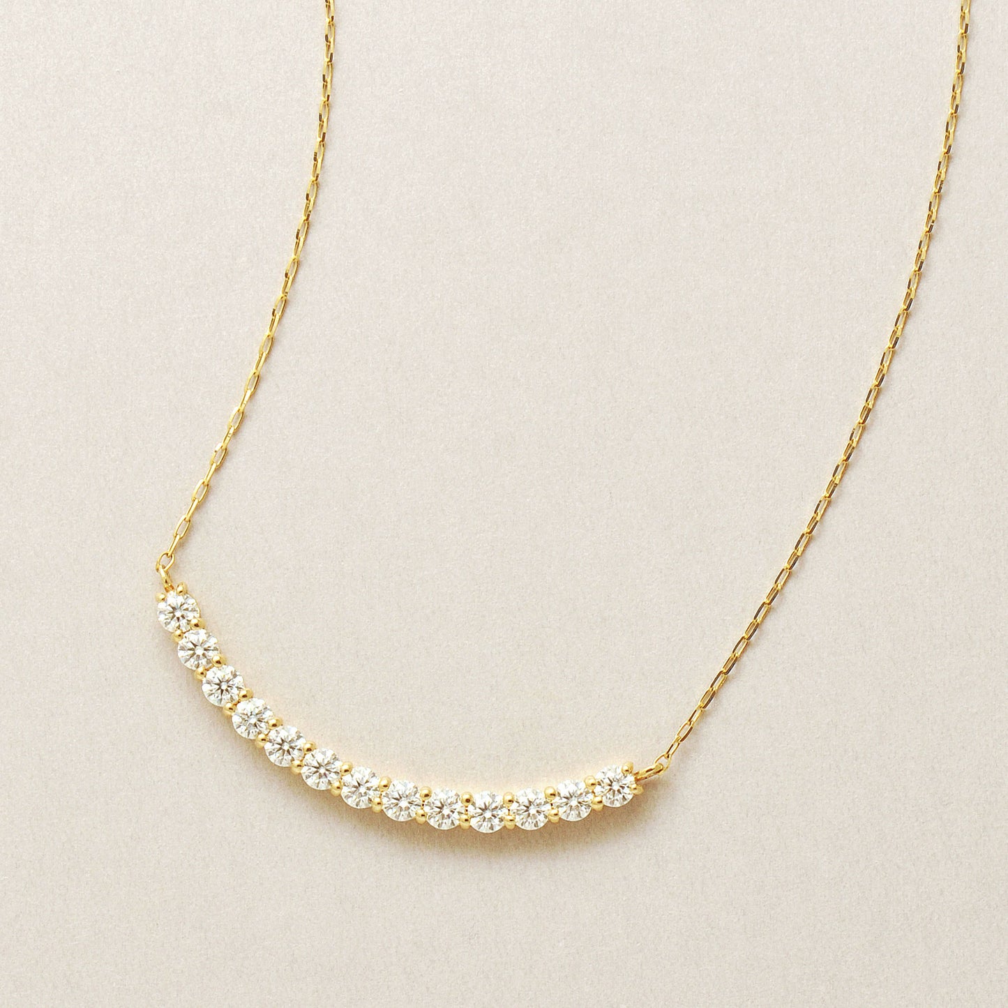 10K Moissanite Melee Decollete Line Necklace (Yellow Gold) - Product Image