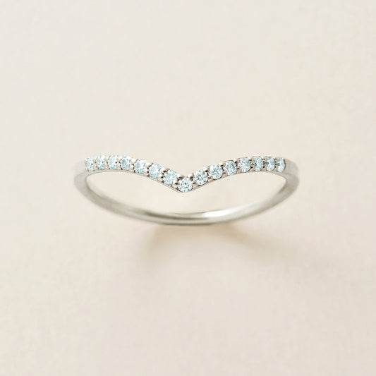 10K Moissanite V-shaped Melee Ring (White Gold) - Product Image