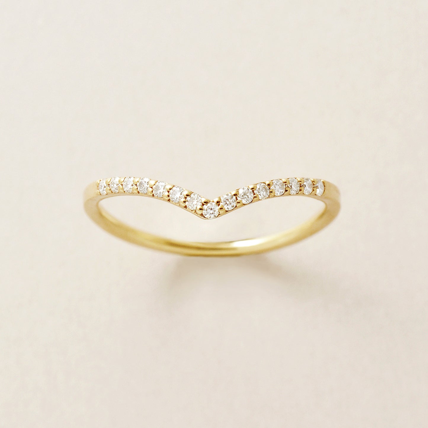 10K Moissanite V-shaped Melee Ring (Yellow Gold) - Product Image