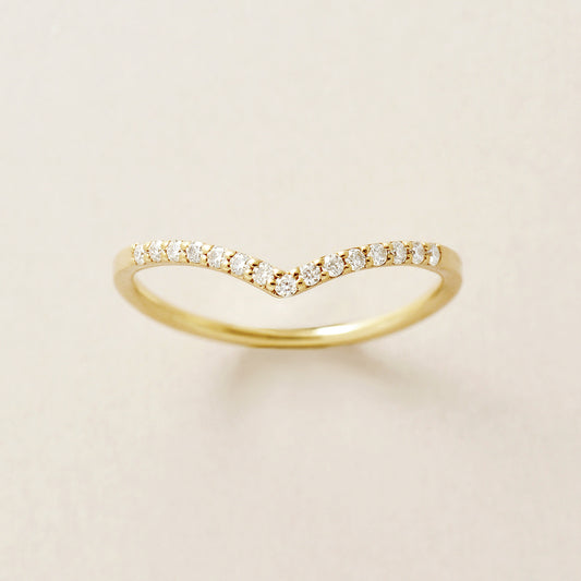 10K Moissanite V-shaped Melee Ring (Yellow Gold) - Product Image