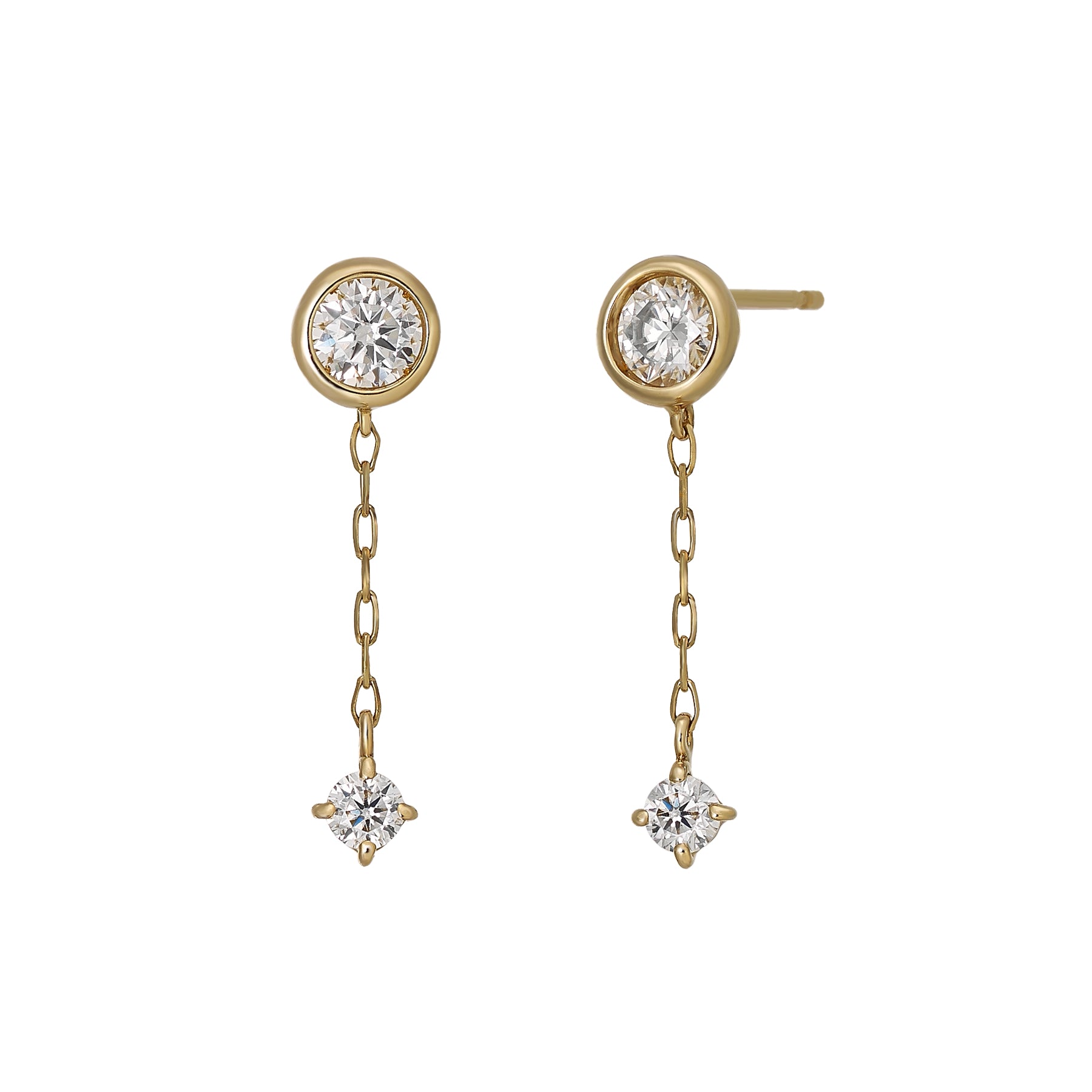 18K/10K Moissanite Solitaire Swinging Earrings (Yellow Gold) - Product Image