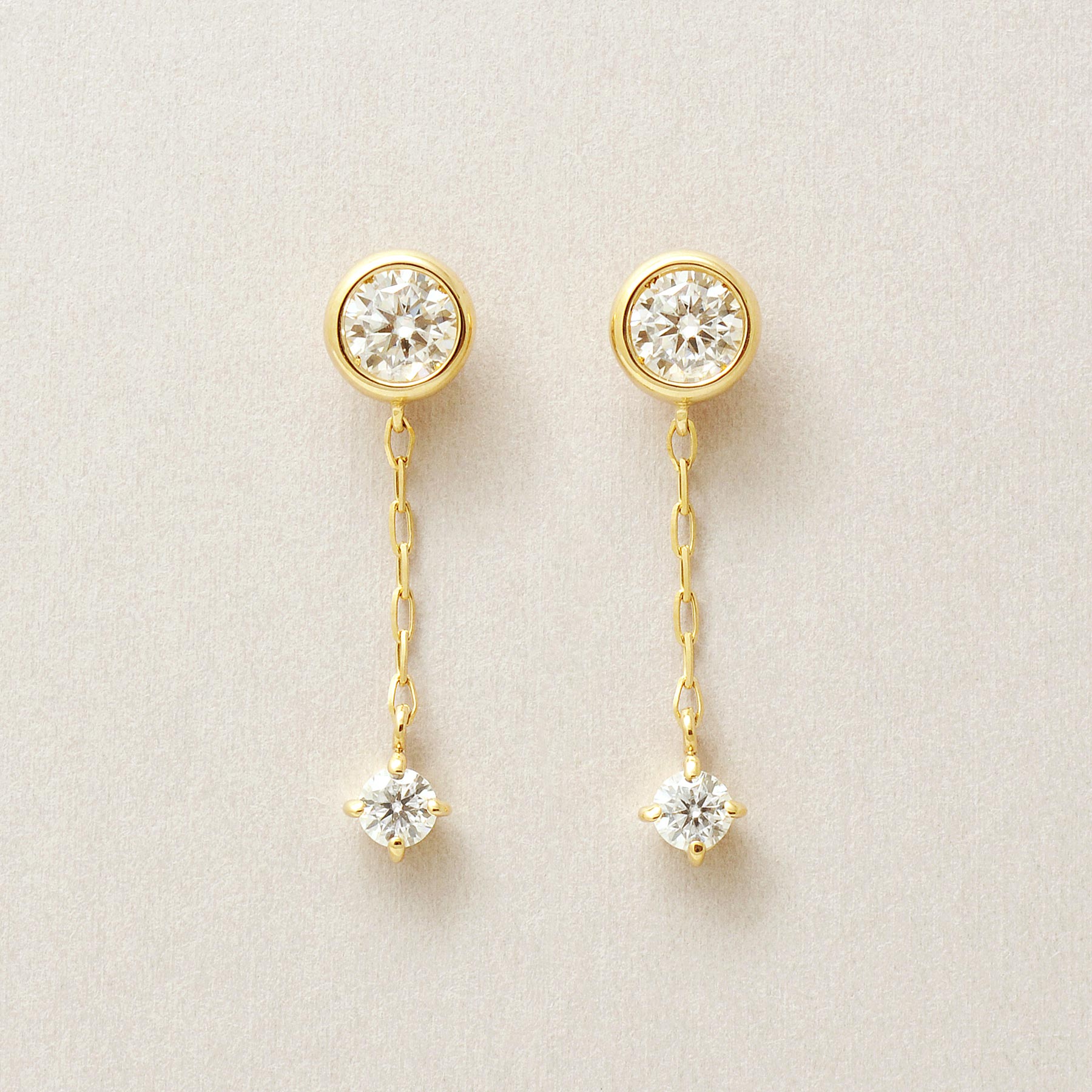 18K/10K Moissanite Solitaire Swinging Earrings (Yellow Gold) - Product Image