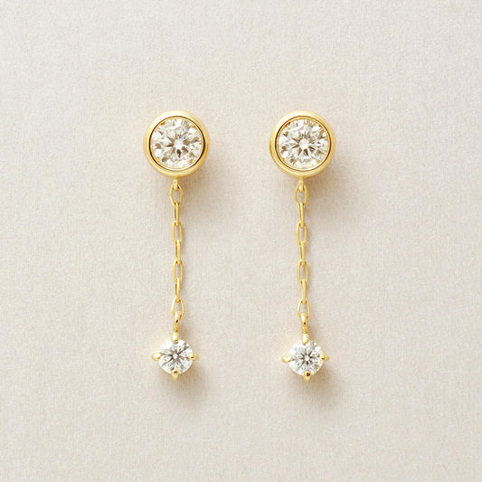 18K/10K Moissanite Solitaire Swinging Earrings (Yellow Gold) - Product Image