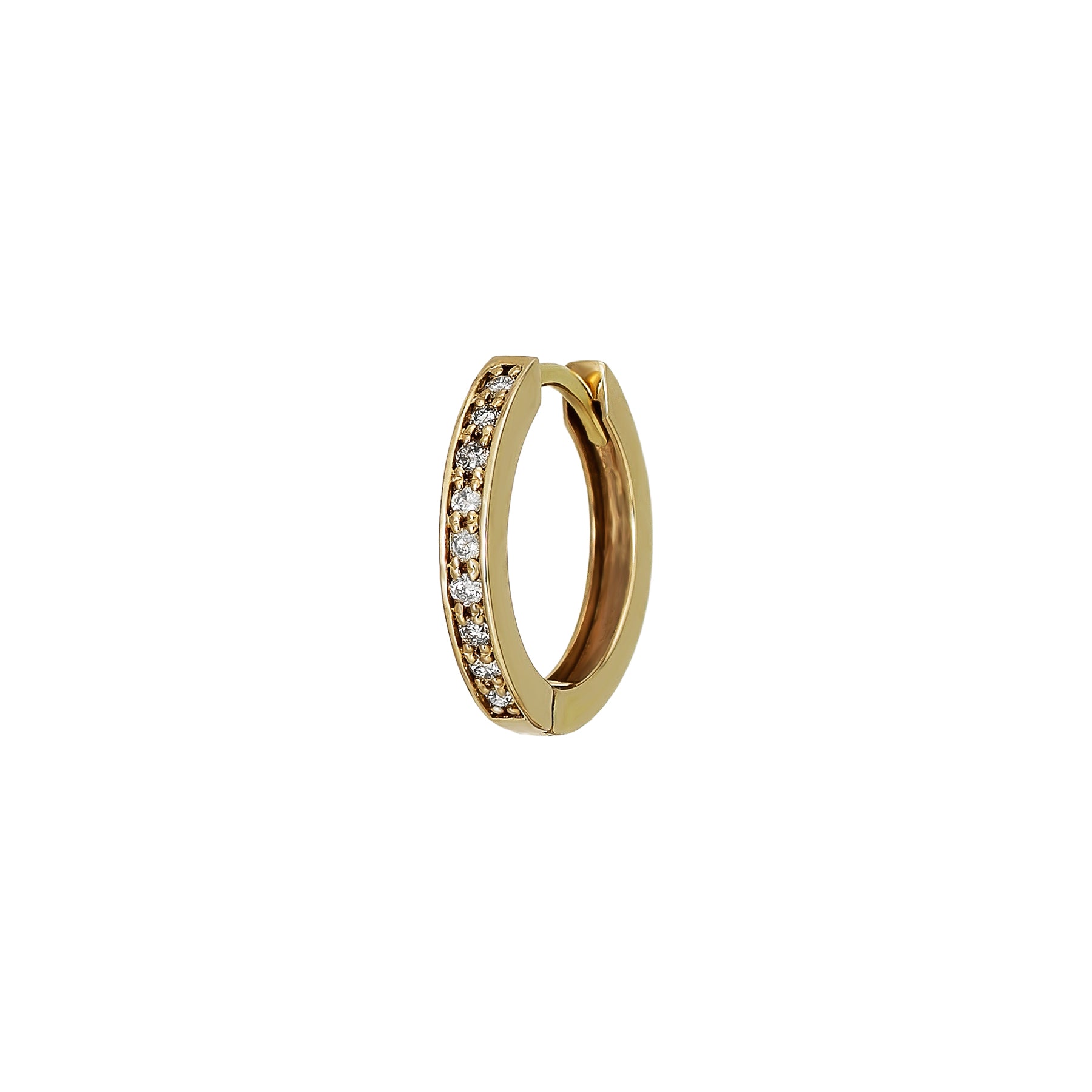 [Solo Earring] 14K/10K Diamond Huggie Hoop Single Earring (Large) (Yellow Gold) - Product Image