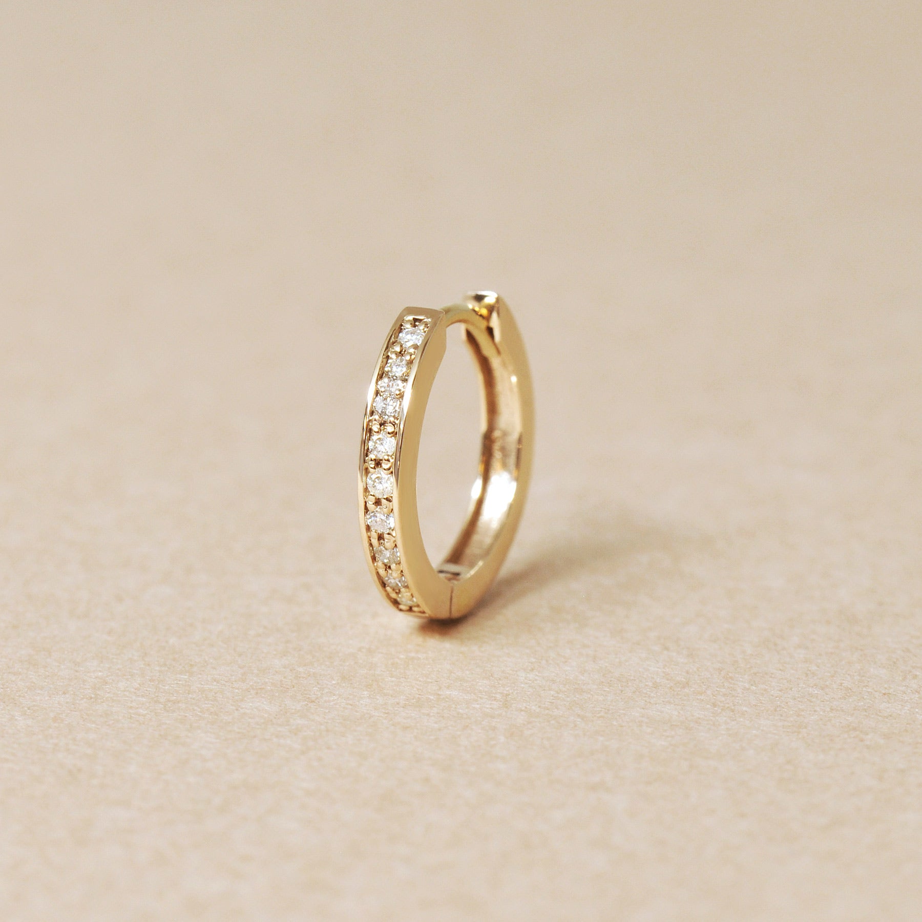 [Solo Earring] 14K/10K Diamond Huggie Hoop Single Earring (Large) (Yellow Gold) - Product Image