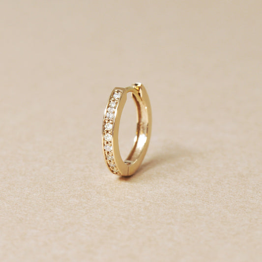 [Solo Earring] 14K/10K Diamond Huggie Hoop Single Earring (Large) (Yellow Gold) - Product Image