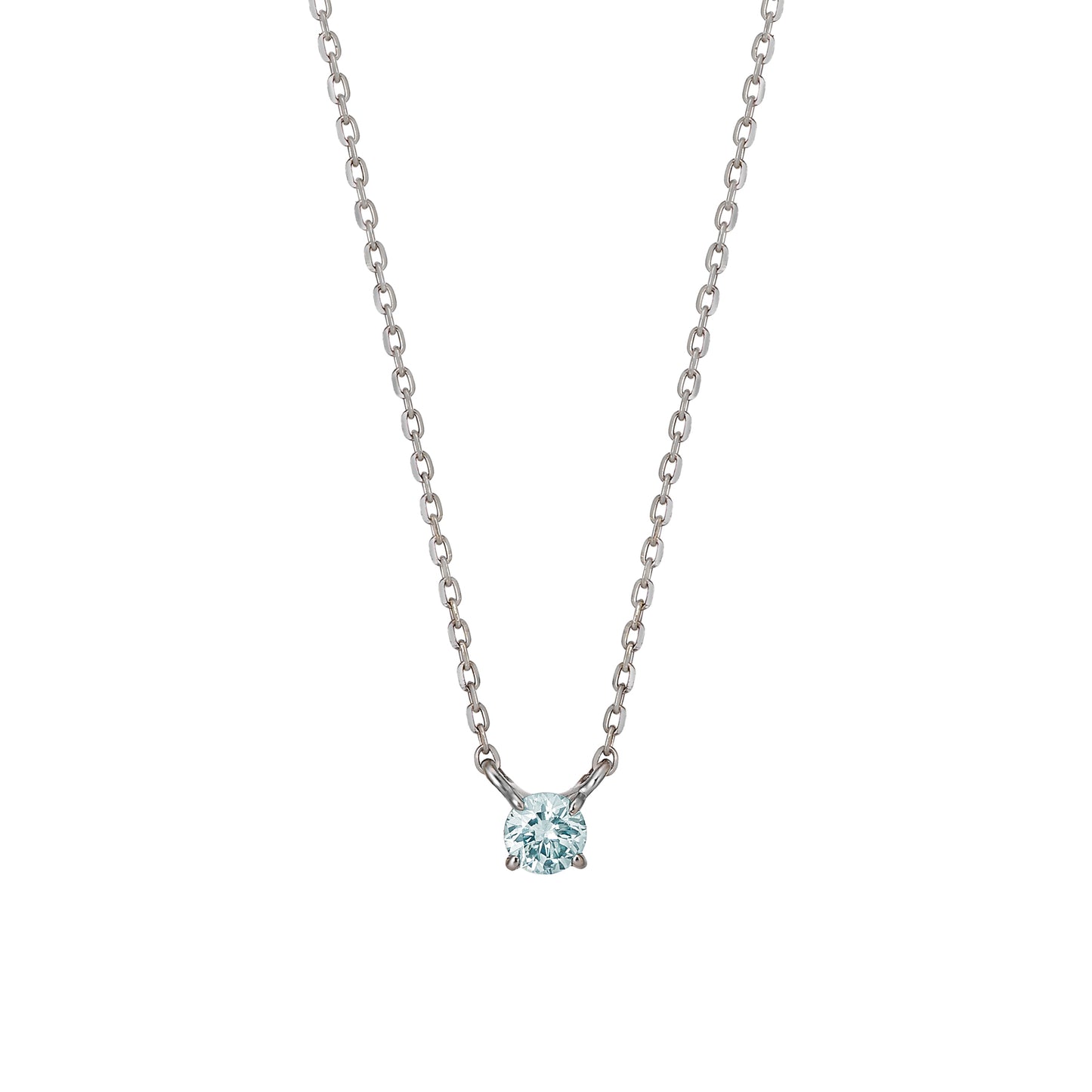 Platinum Ice Blue Diamond Solitaire Necklace (Small) - Product Image