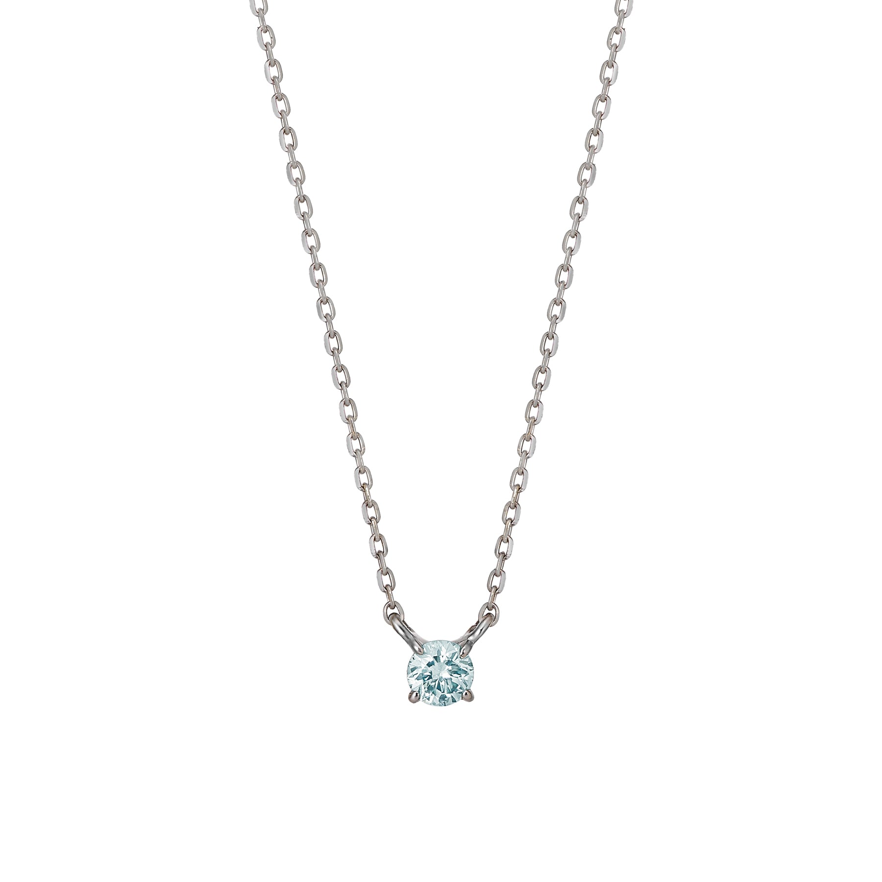 Platinum Ice Blue Diamond Solitaire Necklace (Small) - Product Image