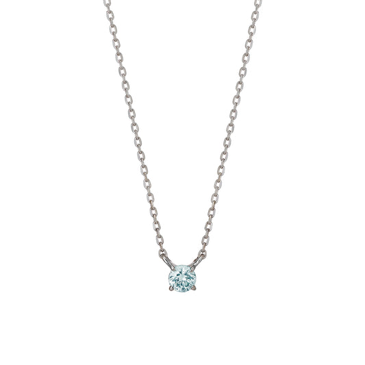 Platinum Ice Blue Diamond Solitaire Necklace (Small) - Product Image