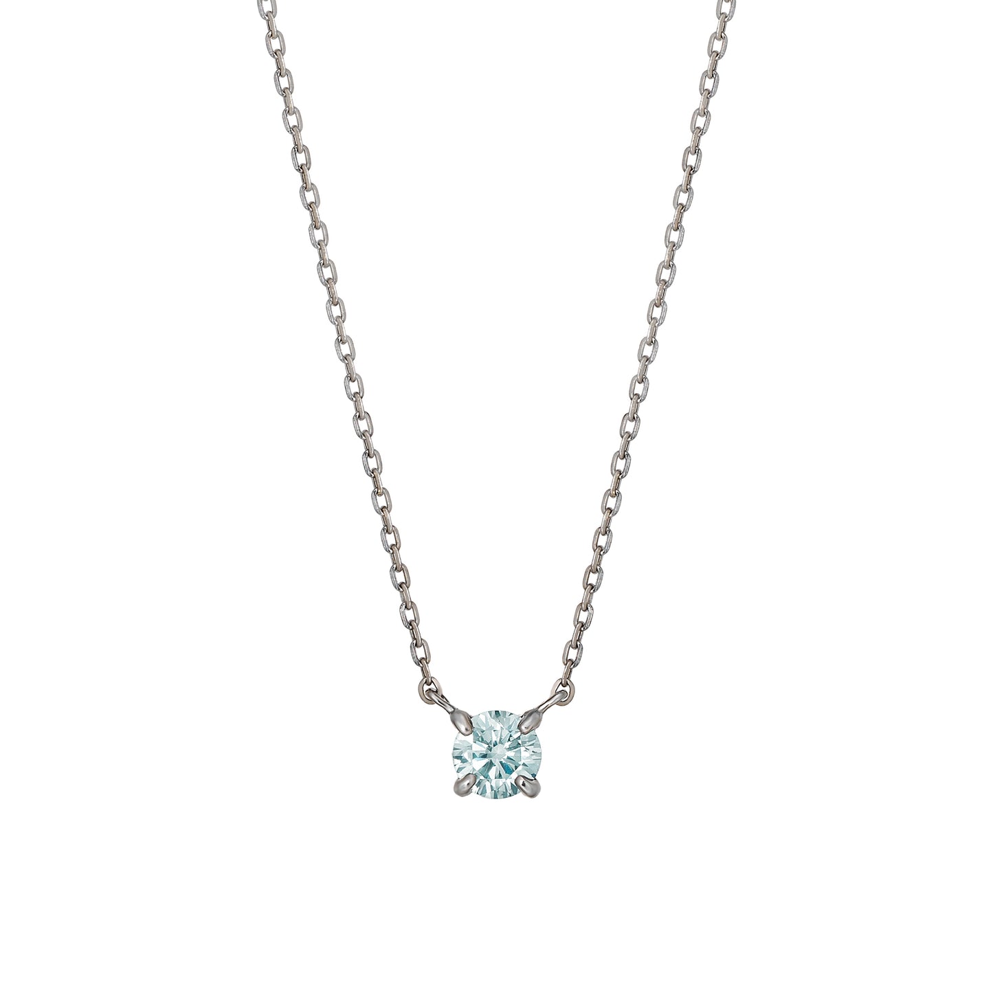 Platinum Ice Blue Diamond Solitaire Necklace (Medium) - Product Image