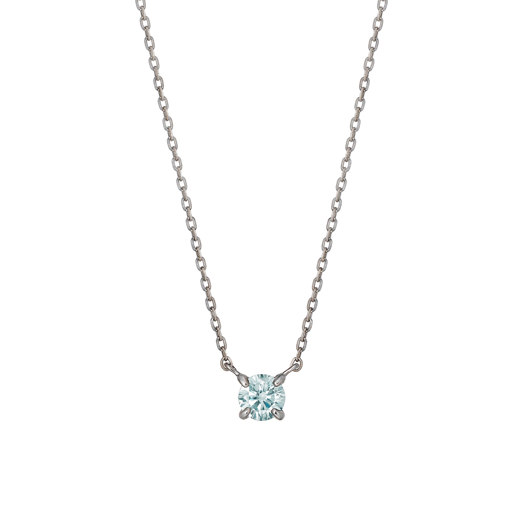 Platinum Ice Blue Diamond Solitaire Necklace (Medium) - Product Image