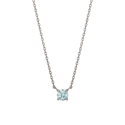 Platinum Ice Blue Diamond Solitaire Necklace (Medium) - Product Image