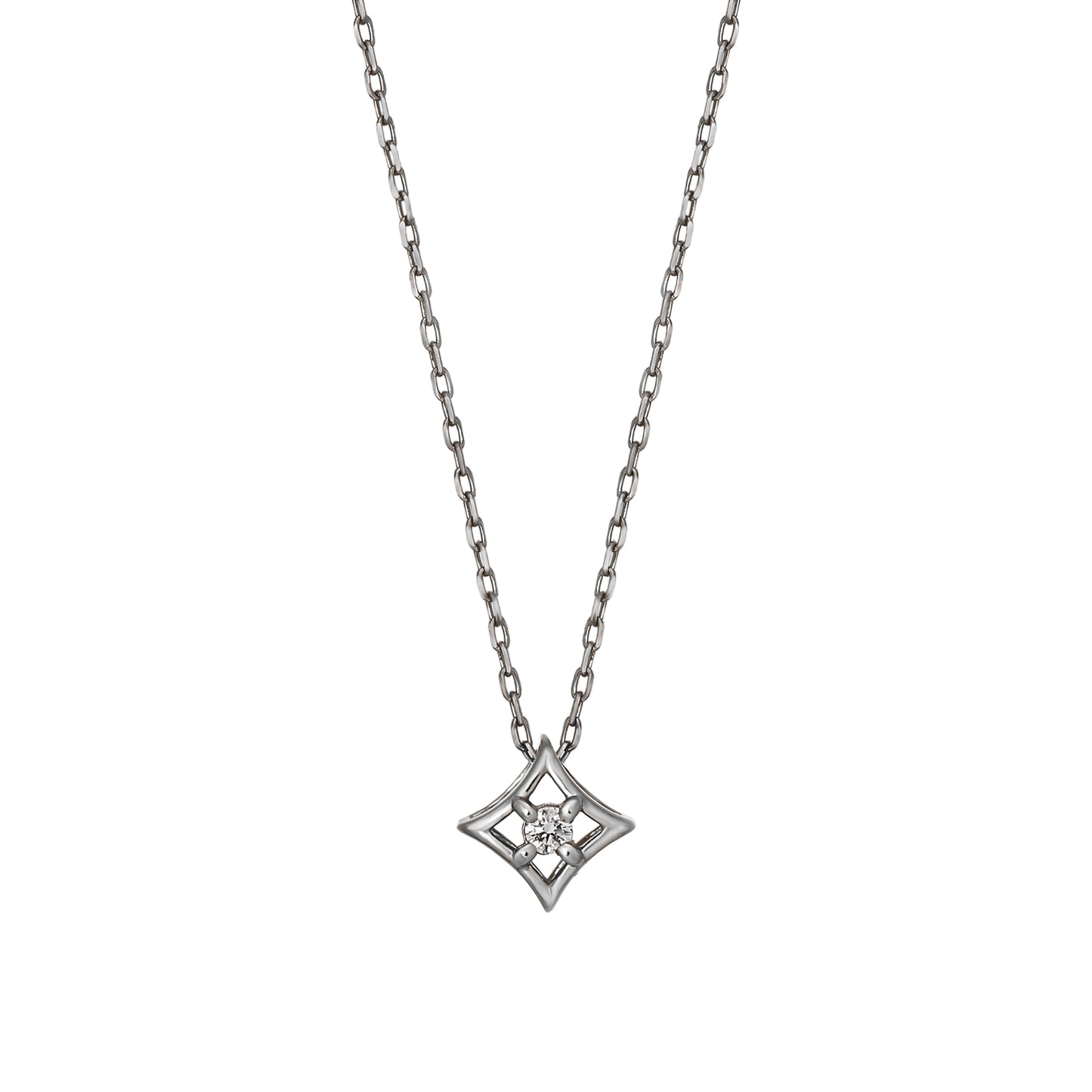 Platinum Diamond Square Petit Necklace - Product Image