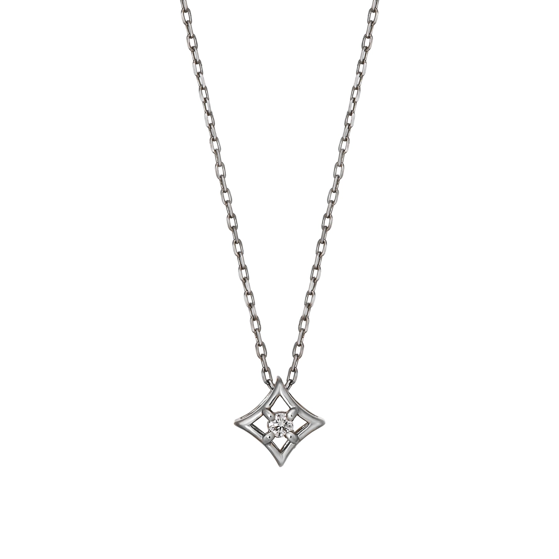 Platinum Diamond Square Petit Necklace - Product Image