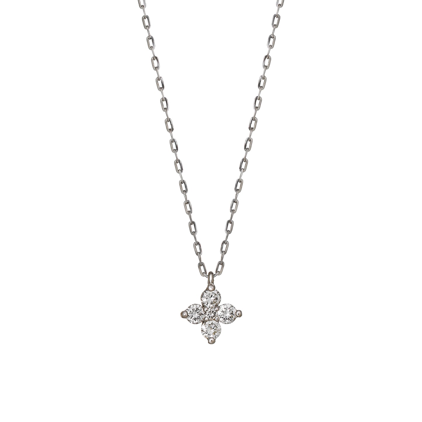 Platinum Diamond Mini Flower Necklace - Product Image