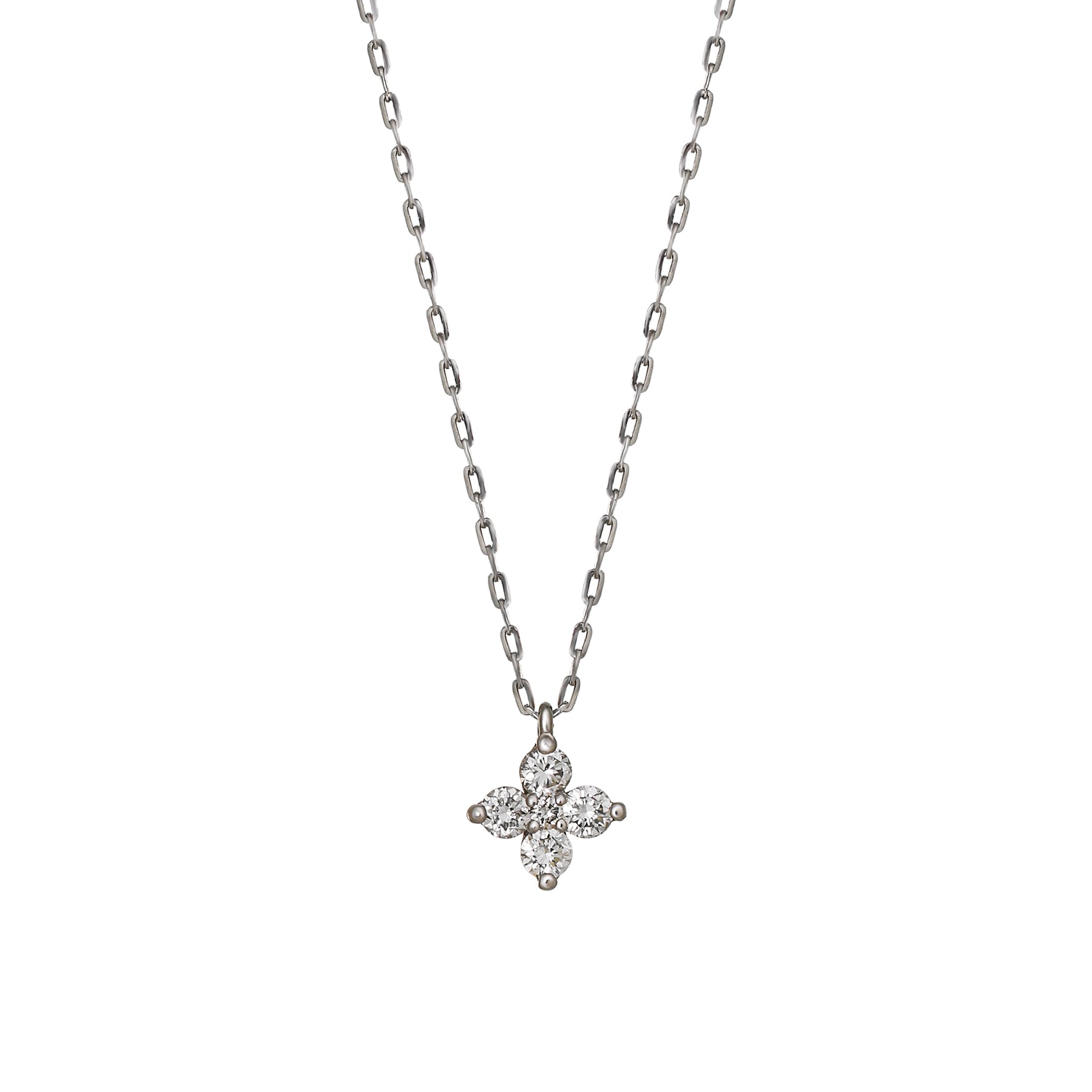 Platinum Diamond Mini Flower Necklace - Product Image