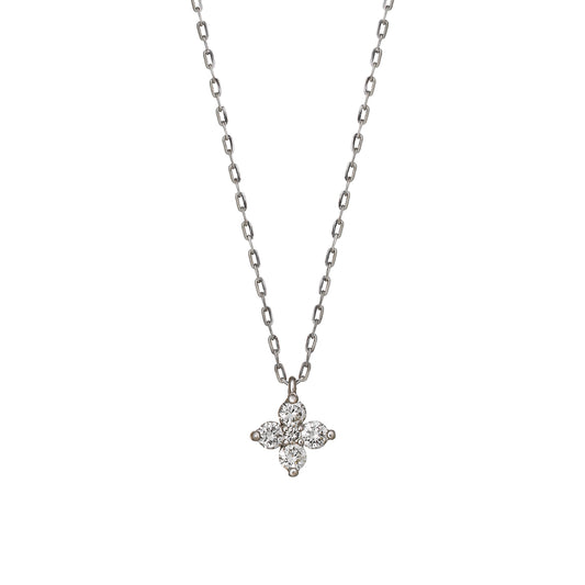 Platinum Diamond Mini Flower Necklace - Product Image