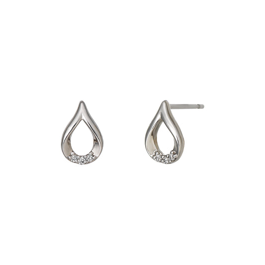 Platinum Diamond Dew Drop Earrings - Product Image