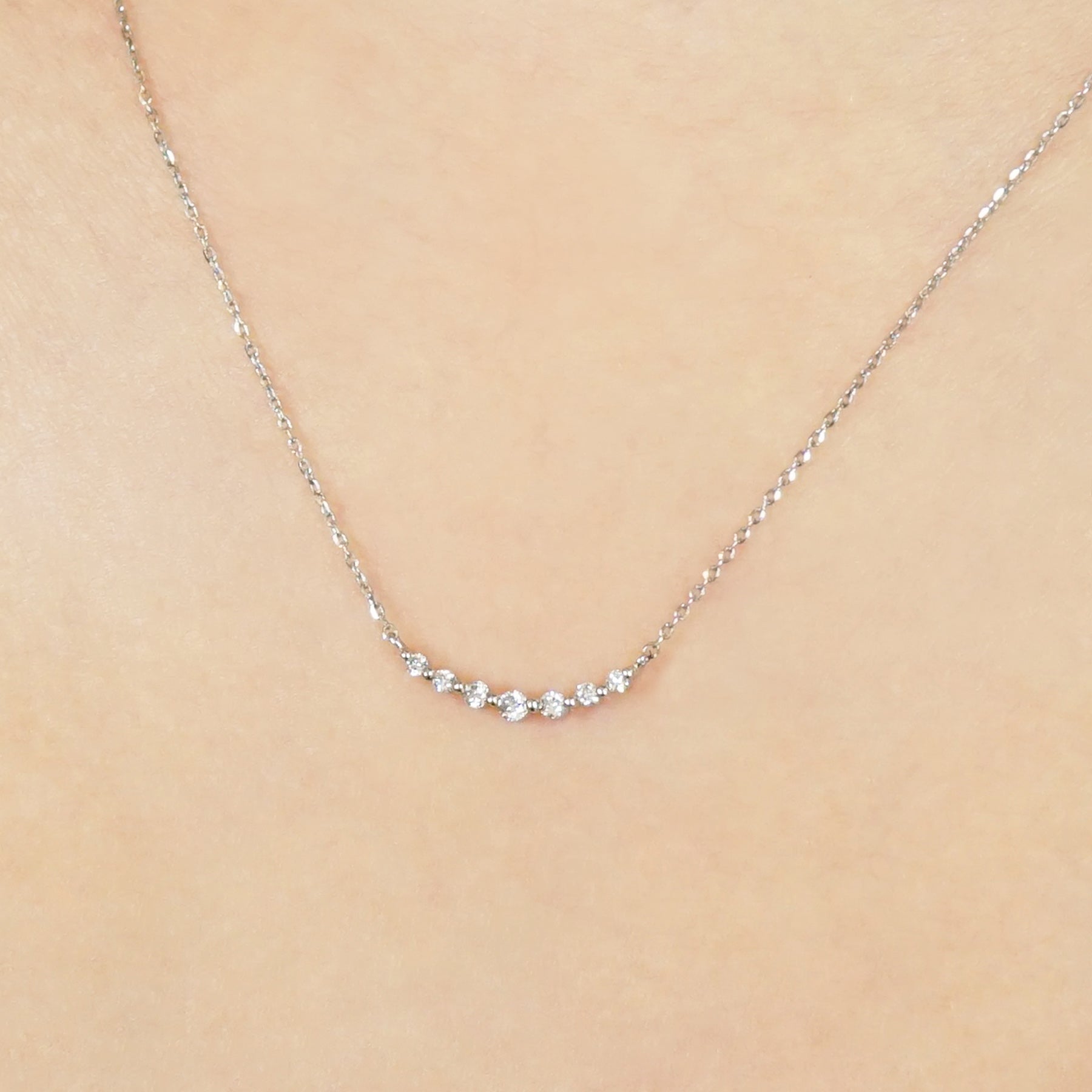 Platinum Diamond Gradation Necklace - Model Image