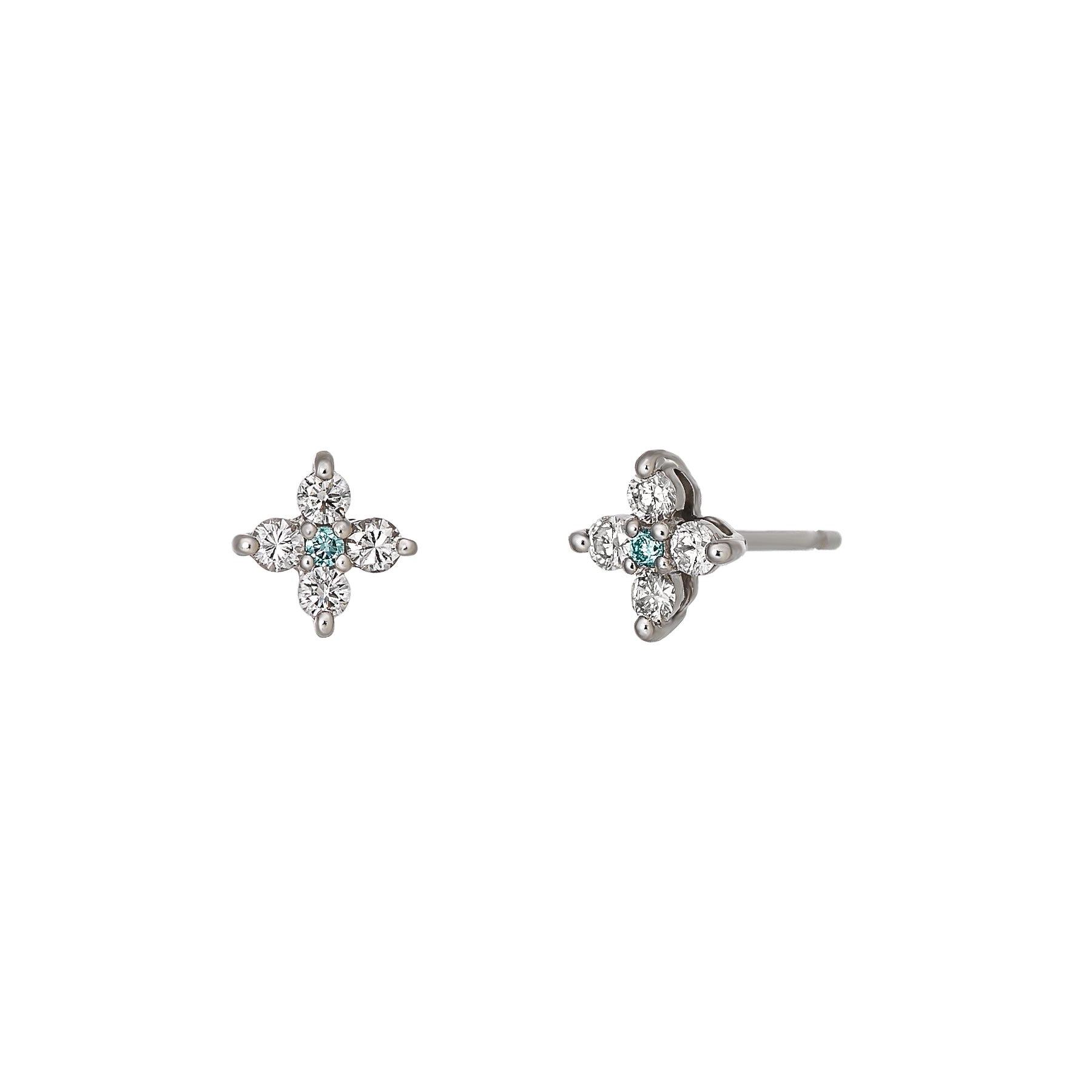 Platinum Diamond Flower Earrings (Small) - Product Image