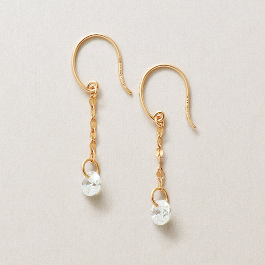 10K Petal Chain Wire Earrings (Rose Gold) - Product Image