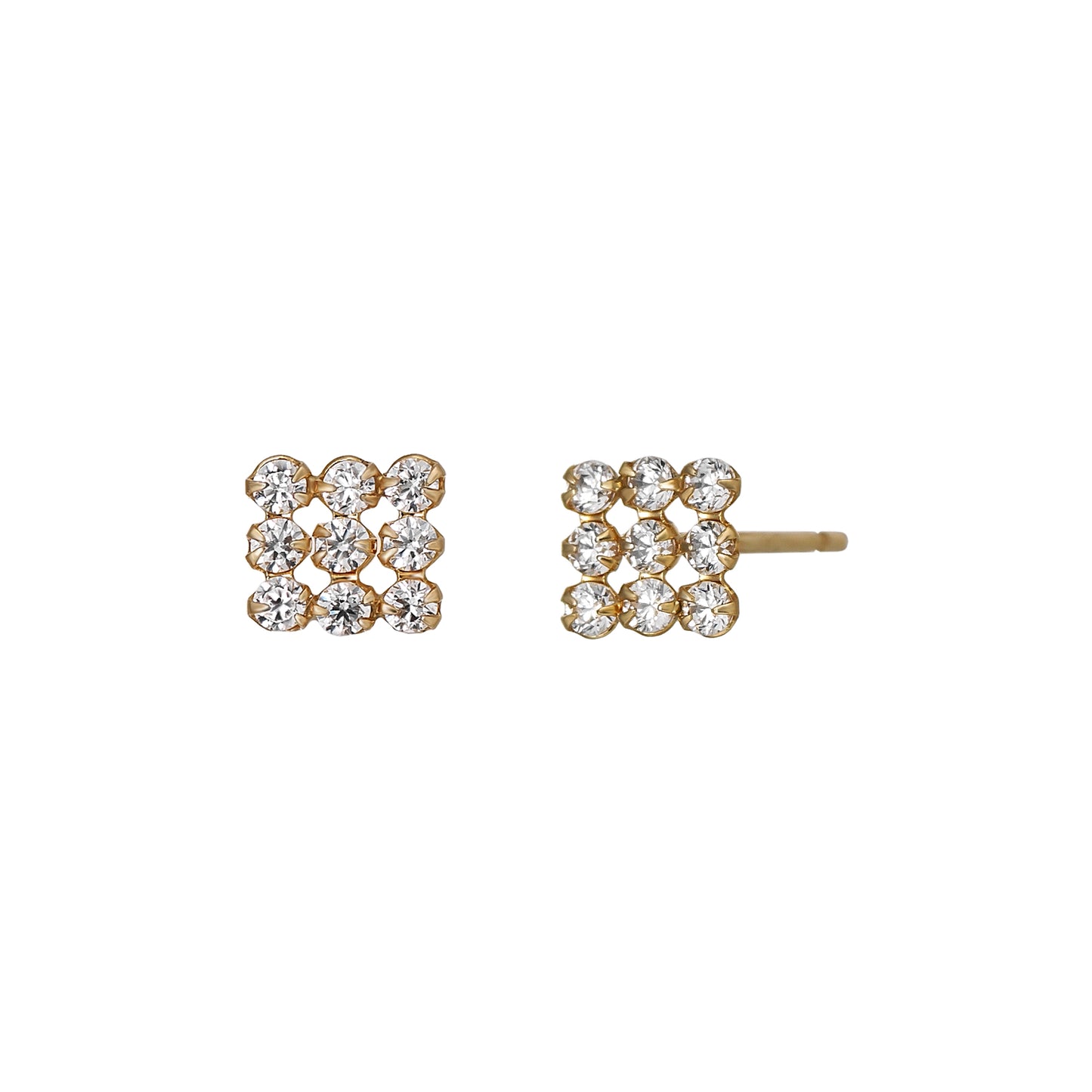 10K 9-Stone Stud Earrings (Yellow Gold) - Product Image