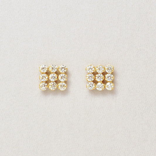 10K 9-Stone Stud Earrings (Yellow Gold) - Product Image