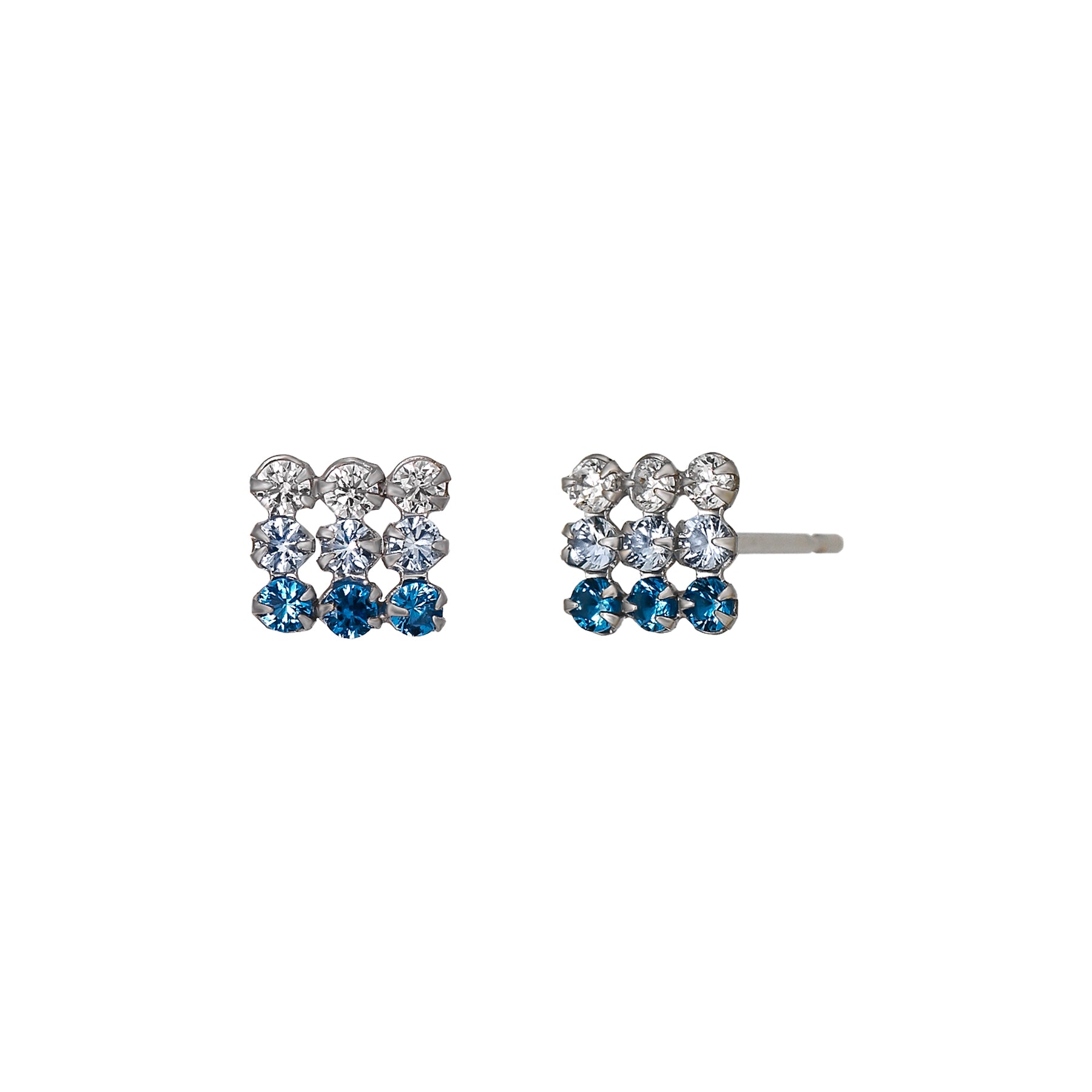 10K 9-Stone Stud Earrings (White Gold) - Product Image