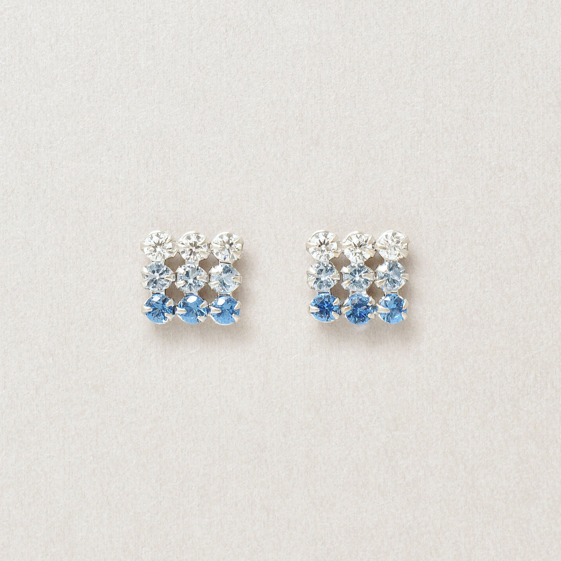 10K 9-Stone Stud Earrings (White Gold) - Product Image