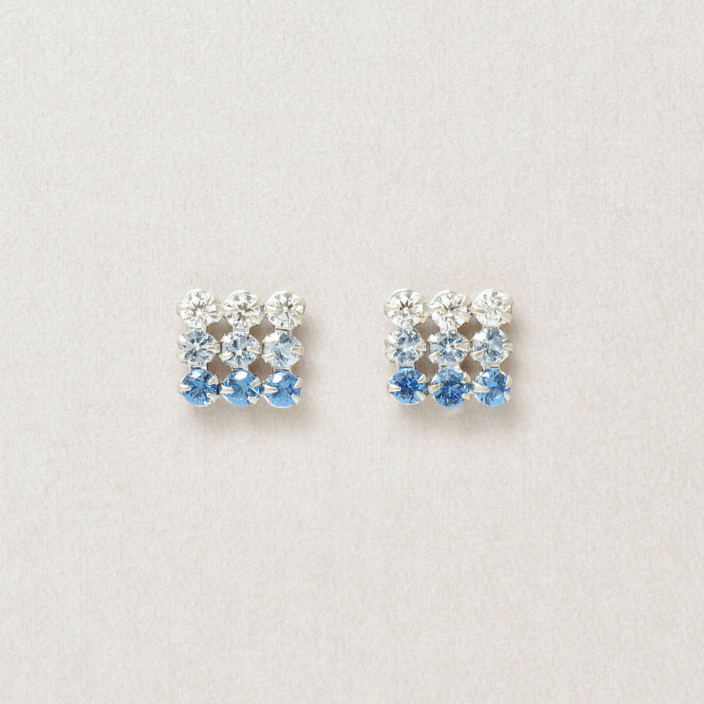 10K 9-Stone Stud Earrings (White Gold) - Product Image