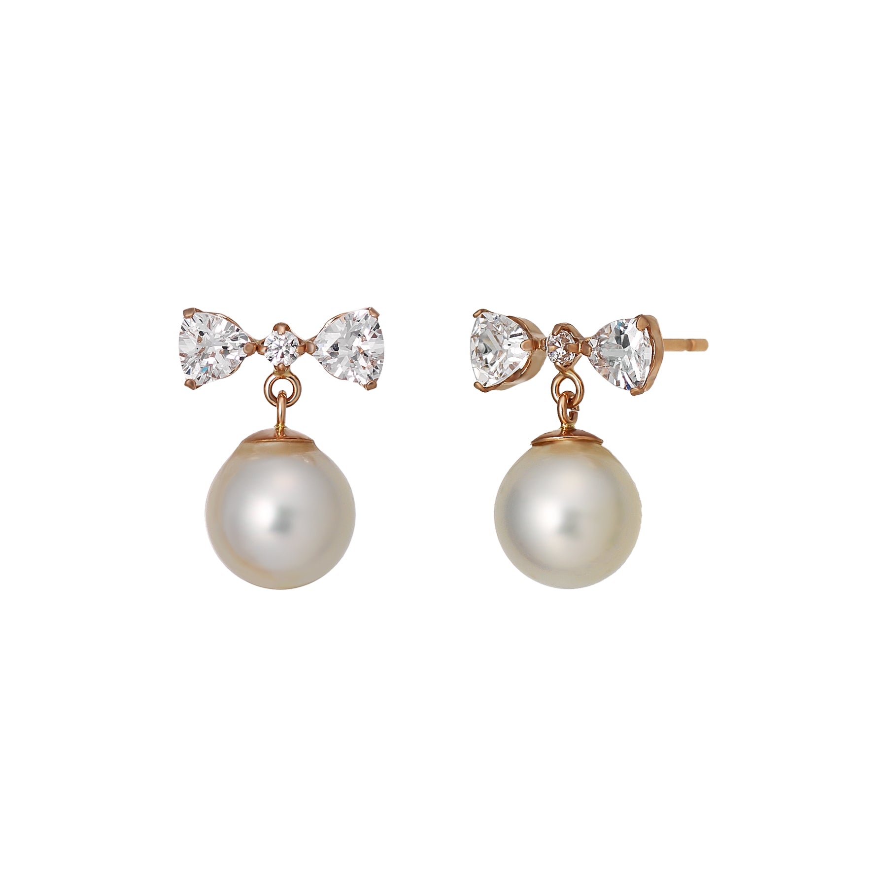 10K Ribbon Shell Pearl Wire Earrings (Rose Gold) - Product Image