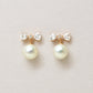 10K Ribbon Shell Pearl Wire Earrings (Rose Gold) - Product Image