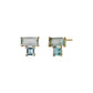 18K/10K Green Quartz Blue Topaz Square Stud Earrings (Yellow Gold) - Product Image