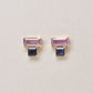 18K/10K Amethyst Iolite Square Stud Earrings (Yellow Gold) - Product Image