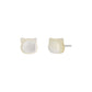 Carved Cat White Shell Ceramic Post Earrings - Product Image